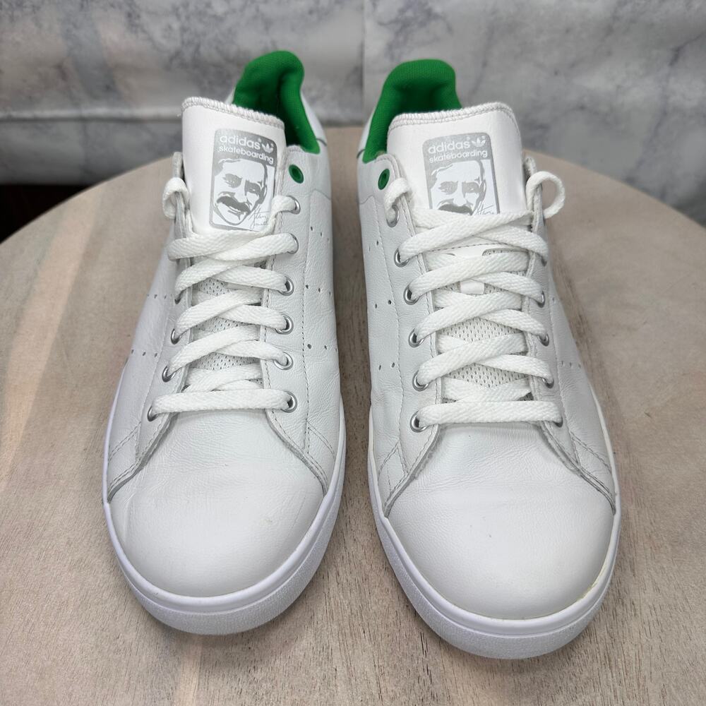 Adidas Stan Smith Men’s 11 White Green Leather Sneakers Classic Clean EVV 791002 - Picture 2 of 12